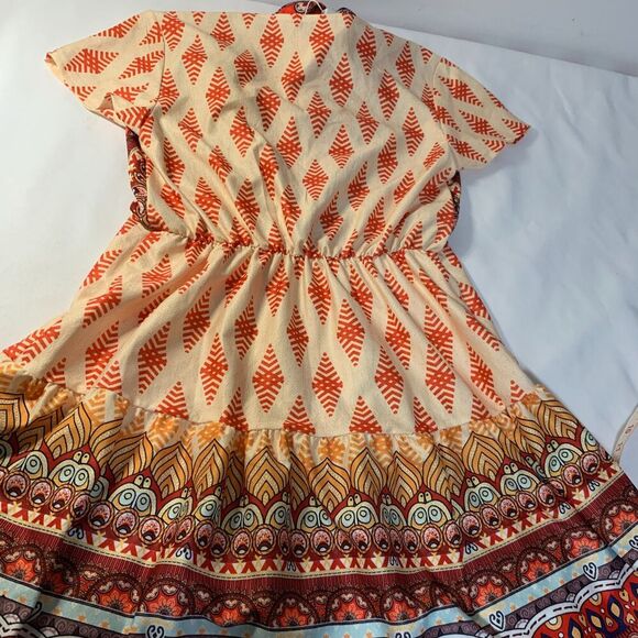 Women's  Deep V-Neck Boho Floral Wrap Dress summer style and color size small - Picture 4 of 11